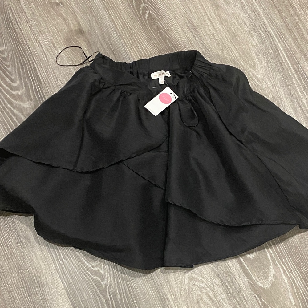 Velvet Black Skirt with Elegant Layers